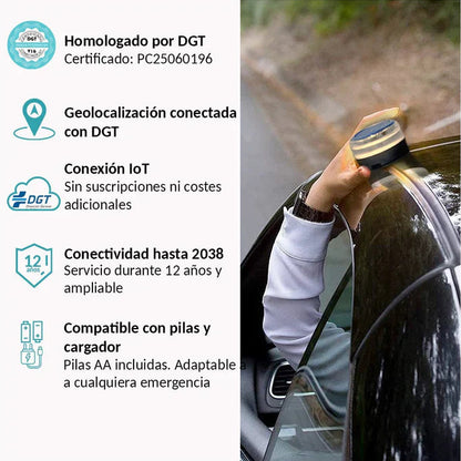 ¡Último día! ¡80% de descuento por Navidad! Baliza V16 | 2ª GENERACION Geolocalización DGT 3.0 | Luz Emergencia Coche Homologado DGT | SIM y Datos Pagados hasta 2038